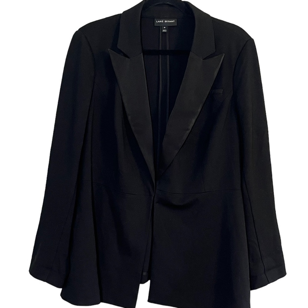 Lane Bryant Jacket Women 18 Black Ponte Knit Stretch Blazer Office Neutral